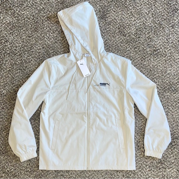 Puma Other - NWT Puma White Hooded Windbreaker Jacket Size Mens Medium